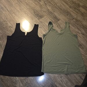 torrid Olive and Black Ribbed V Scoop Tank
